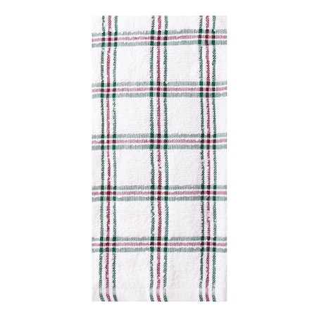 Ritz Concepts Kitchen Towel 100% Cotton Terry Check White/Wine/Dark Green, PK12 10420